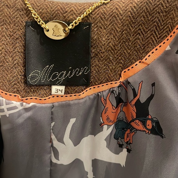 Anthropologie McGinn Knightsbridge Brown Metallic Gold Tweed Jacket - Picture 8 of 16